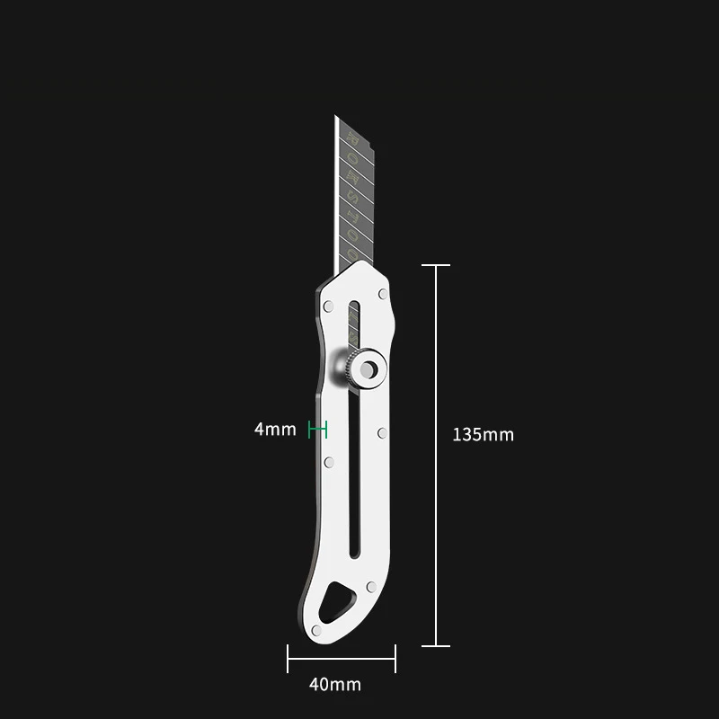 내구성이 뛰어난 스테인레스 스틸 유틸리티 나이프, 날카로운 18mm 검정색 SK5 탄소강 창고, 홈 오피스용 블레이드 박스 커터 스냅오프