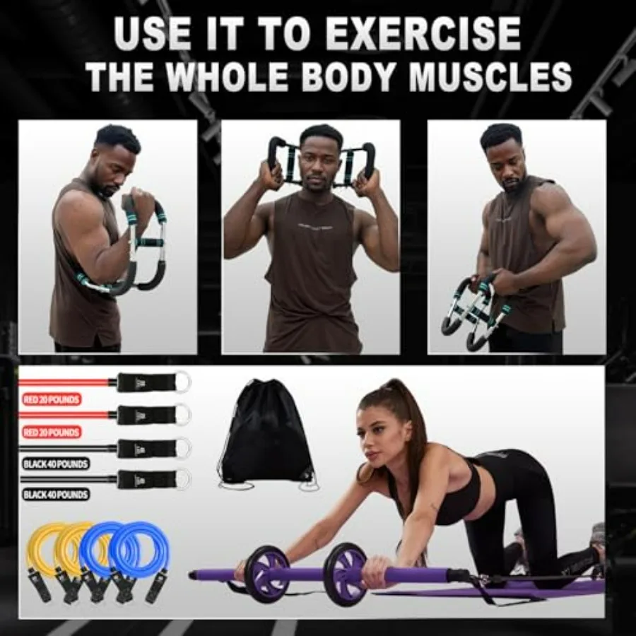 ltimate Twister Arm Trainer Pilates bar kit Multiple Fitness bar with Resistance Bands,Adjustable Chest Workout Equipment Portab