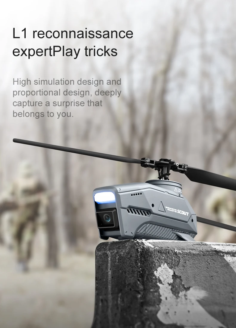 L1 RC Helicopter, reconnaissance expertPlay tricks High simulation design and proportional design, deeply capture a surprise that belongs