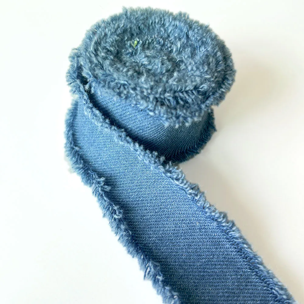 Denim Ribbon 10.9 Yards - 1 Inch Wide Cloth Fabric For Crafts, Hair Bows & DIY Projects | Royal Blue