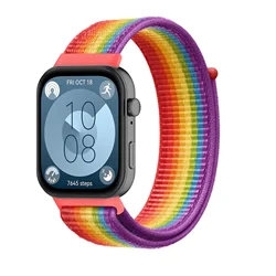 Nylon Loop Strap Woven Sports Smartwatch Wristband Bracelet for Huawei Watch Fit 4 (Rainbow color)