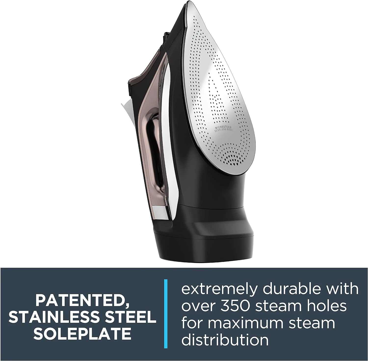 Get stainless steel soleplate steam iron, retractable rope micro steam hole, cotton, wool, linen, 1725 watt portable, ironing 5