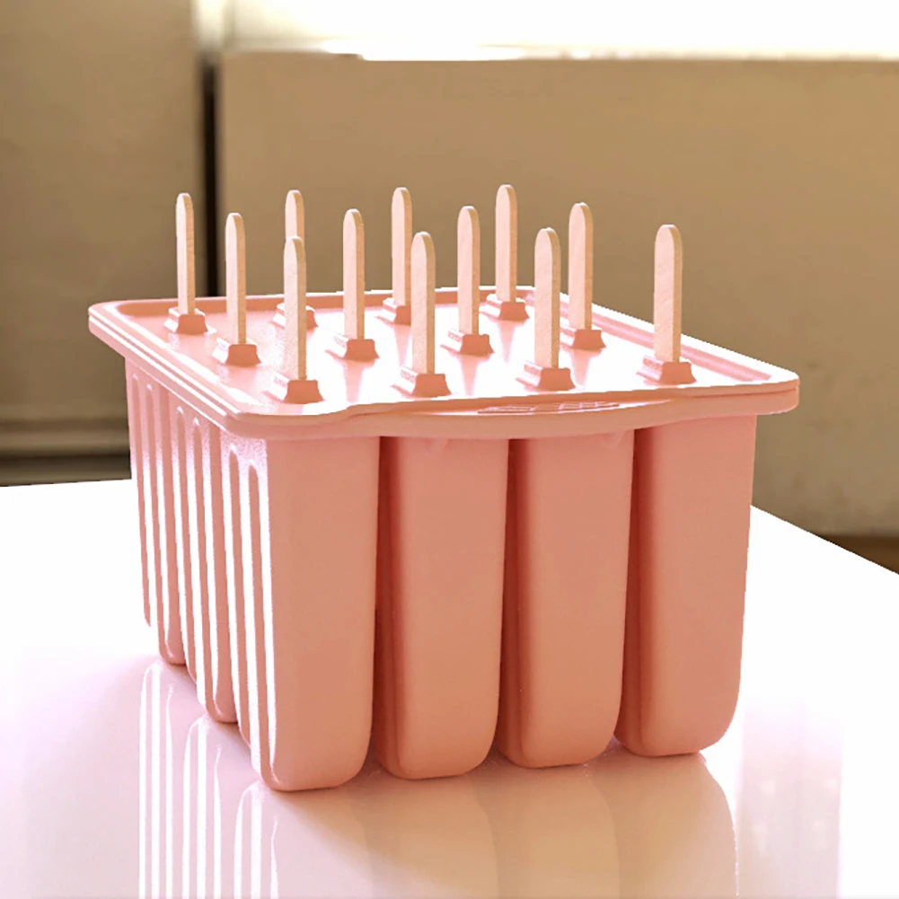 12 Cavity Silicone Popsicle Molds With 50pcs Popsicle Sticks Summer Diy Popsicle Maker Mold Ice Cream Mold Home Kitchen Supplies