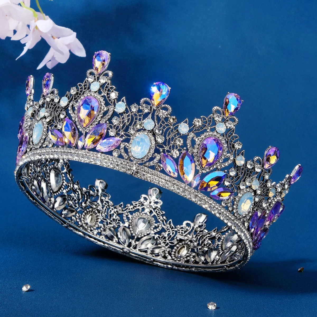 Tiara Regina Di Cristallo - Corona Donna Elegante Per Matrimoni, Feste E Eventi Speciali - Foto 9