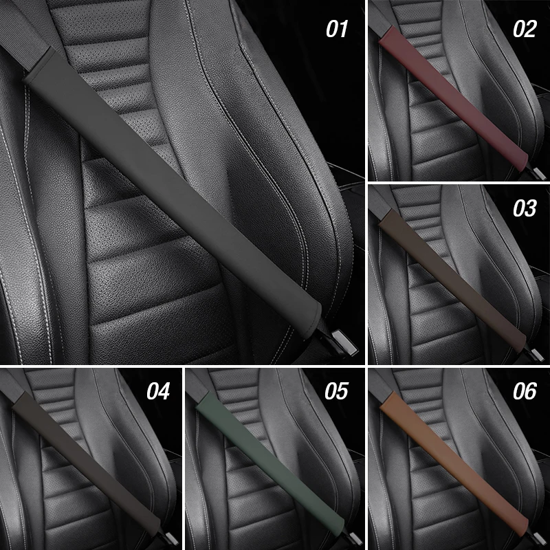 48cm Extended Car Seat Belt Cover Shoulder Pad Soft Microfiber Leather Comfort Neck Cushion Protector Auto Interior Accessories