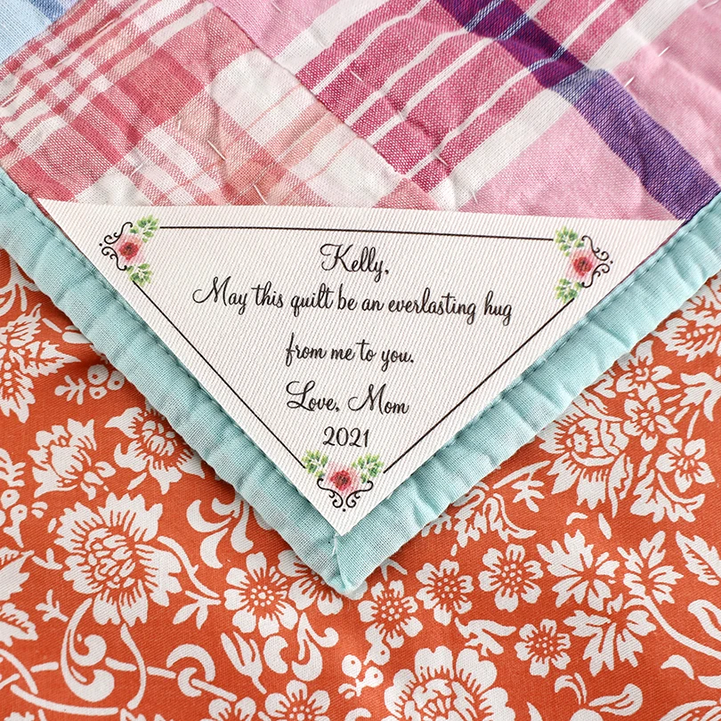 Large Triangle Quilt Label, Sewing Labels, Personalized Labels, Set of 12, Iron On Labels, wedding gifts (TB3605)