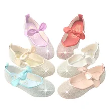 

Girls' Leather Shoes Princess 2022 Spring New Non-Slip Soft Bottom Wear-Resistant Little Baby Sequined Children's Shoes
