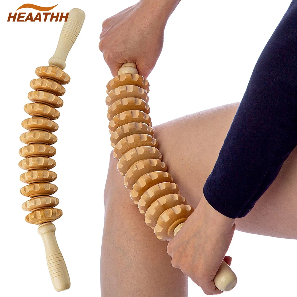 Wood Therapy Roller Stick Massage Tool, Curved Designed Maderoterapia Colombiana Massager,Lymphatic Drainage,Trigger Point Stick