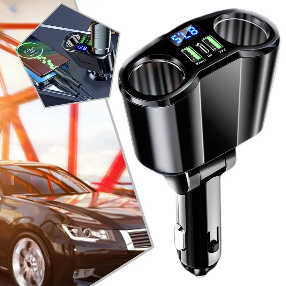

QC3.0 Car Charger with LED Display Dual USB Ports Fast Adapter Cigarette Charging Lighter Accessories Charger Car F4K4
