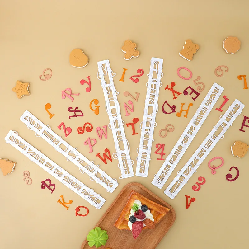 6Pcs/Set Alphanumeric Shape Cookie Mold Fondant Biscuits Cake Gift Letter Modeling Cake Cutter Decorate Tools Home Diy Stencils