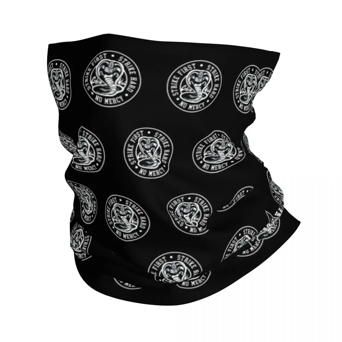 

Judo Dojo Strike First Strike Hard Bandana Neck Gaiter Printed Cobra Kai Wrap Scarf Multifunctional Headband Outdoor Sports