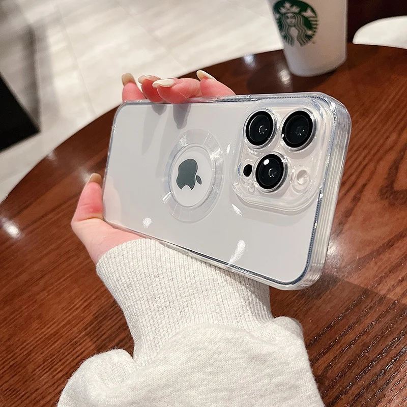 11 phone case Luxury Transparent Plating Logo Hole Case For iPhone 13 12 11 Pro Max XR XS X 7 8 Plus With Lens Protectors Silicone Back Cover iphone 11 waterproof case