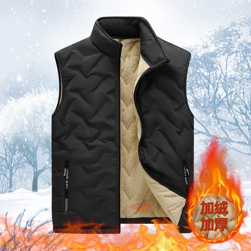 2023 New Cotton Vest Men's Winter Velvet and Cotton Fashion Casual Warm Slim Fit Comfortable and Versatile Vest Commuter Top