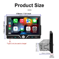 PHONEPACE Car Radio 1 Din Wireless Android Auto Carplay MP5 Stereo 7" IPS Screen Bluetooth Mirror Link Type-C Charging Universal - Image 2
