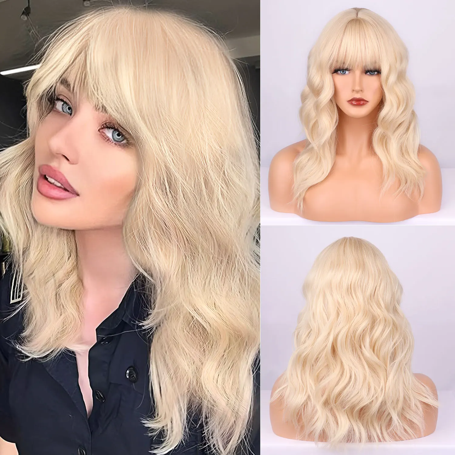 

Золотистые длинные вьющиеся синтетические искусственные волосы для косплея