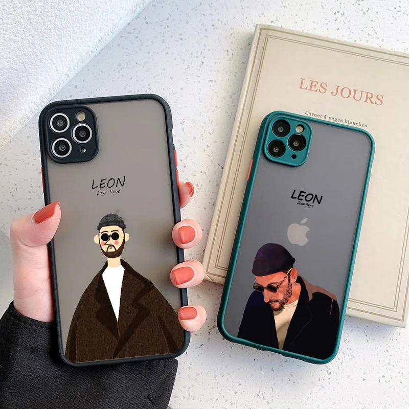 Cute Cartoon Killer Leon Uncle Girl Transparent Phone Case - Adorable Couple Design