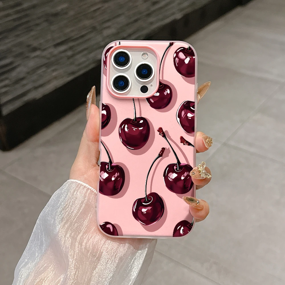 Elegant Red Cherry Fruit Design Clear Matte Case