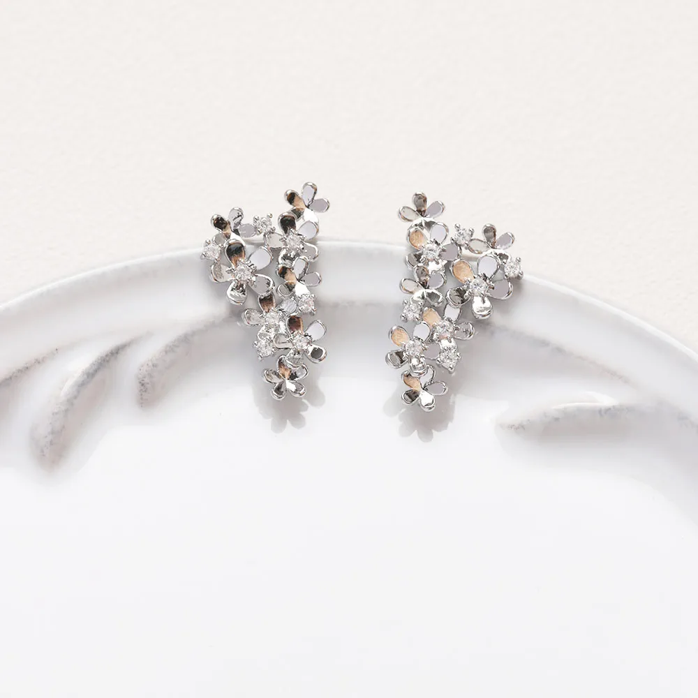 꽃 귀 스터드 귀걸이, DIY 수제 황동 제작, 쥬얼리 조사 부품, 14k 금도금, 15*22mm, 2 개