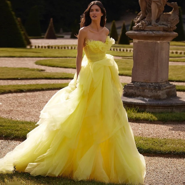 Vestido amarillo tul strapless – OH MY! STORE