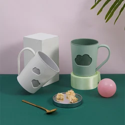 1pcs Cartoon Bathroom Plastic Mouthwash Cup Cylinder Cup with Handle Coffee Tea Water Mug Home Solid Color Toothbrush Cup
