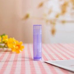 Set of 10 Refillable Clear Cosmetic Containers - 5ml Lipstick & Lip Balm Tubes (5g Purple)