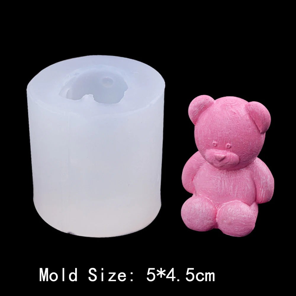Teddy Bear Candle Mold 3D Fondant Cake Border Mold Handmade Resin