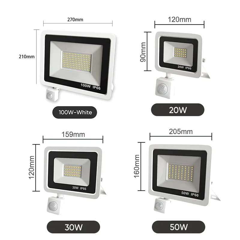 LED PIR Motion Sensor LED Flood Light AC220V 100W 50W 30W Outdoor IP66 Waterproof Projector Spotlight LED Exterior Street Light