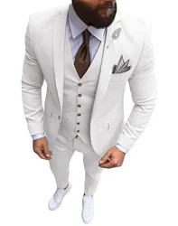 Men's Suit 2023 Peak Lapel Business Casual Tuxedos Groom Tailor Made 3 Pieces (Blazer+Pants+Vest) Full set Elegant suit for men