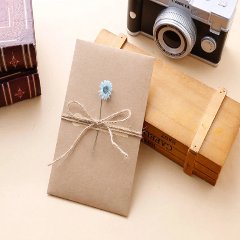 10Pcs Vintage Dried Flowers Greeting Card Handmade Blank Note Card Thank You Cards Birthday Wedding Party Invitation