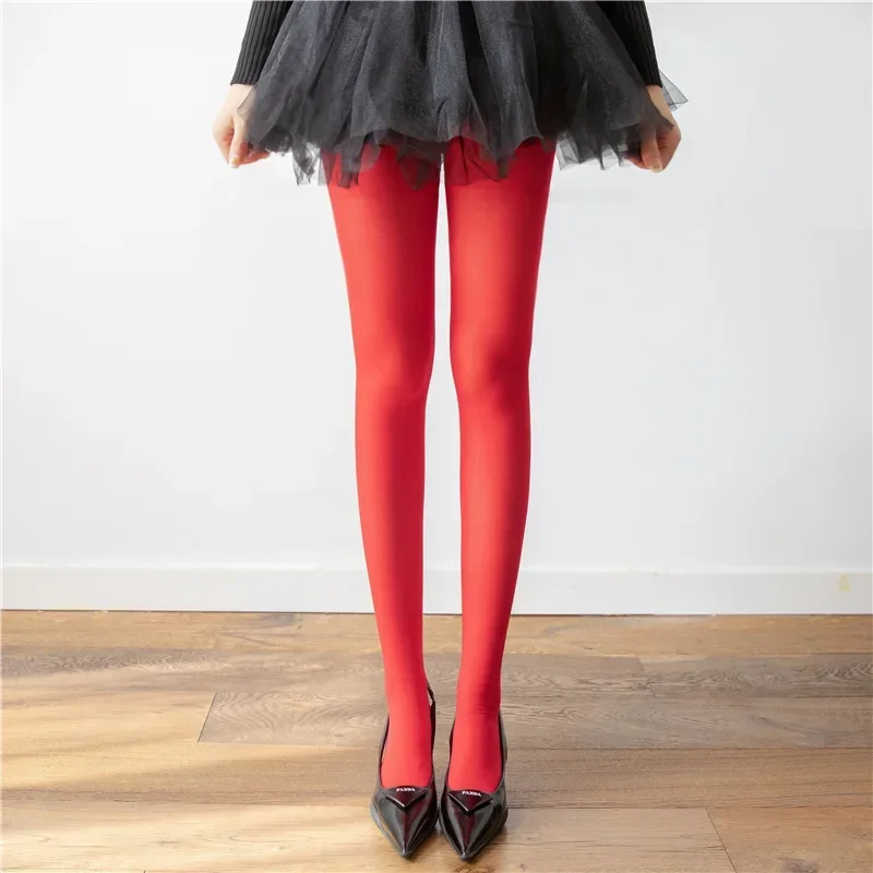 17 Colors Women's Sexy Pure Color Tights Retro Stockings Christmas Red High-elasticity Slimming Pantyhose Velvet Dopamine Colors women tights,women pantyhose,women stockings,solid color pantyhose