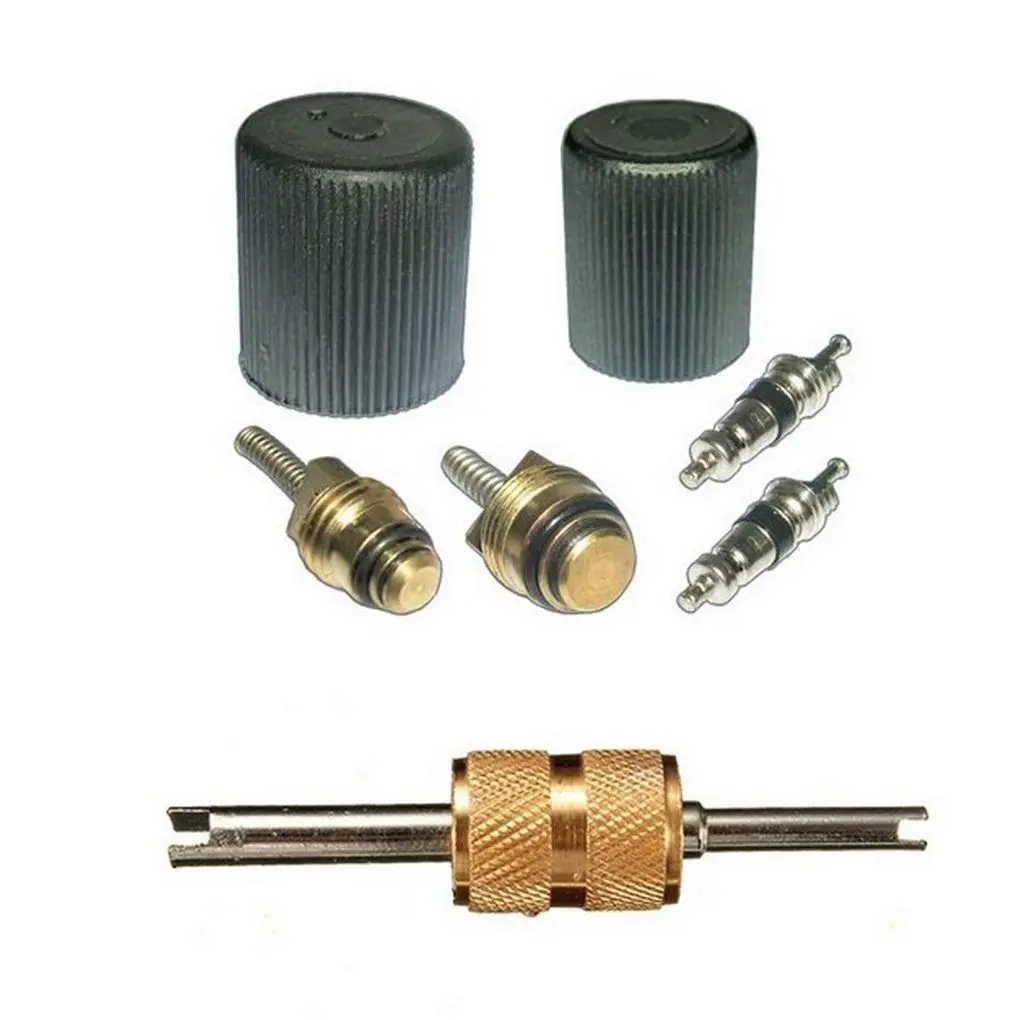 7pcs Air Conditioner Caps AC Valve Core Kit A/C Repair Quickly Install