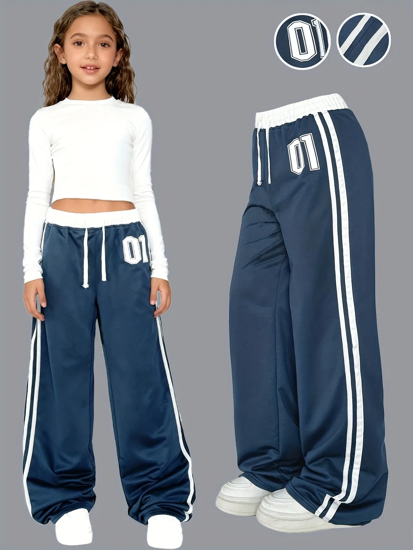 Girls Striped Wide Leg Pants 1