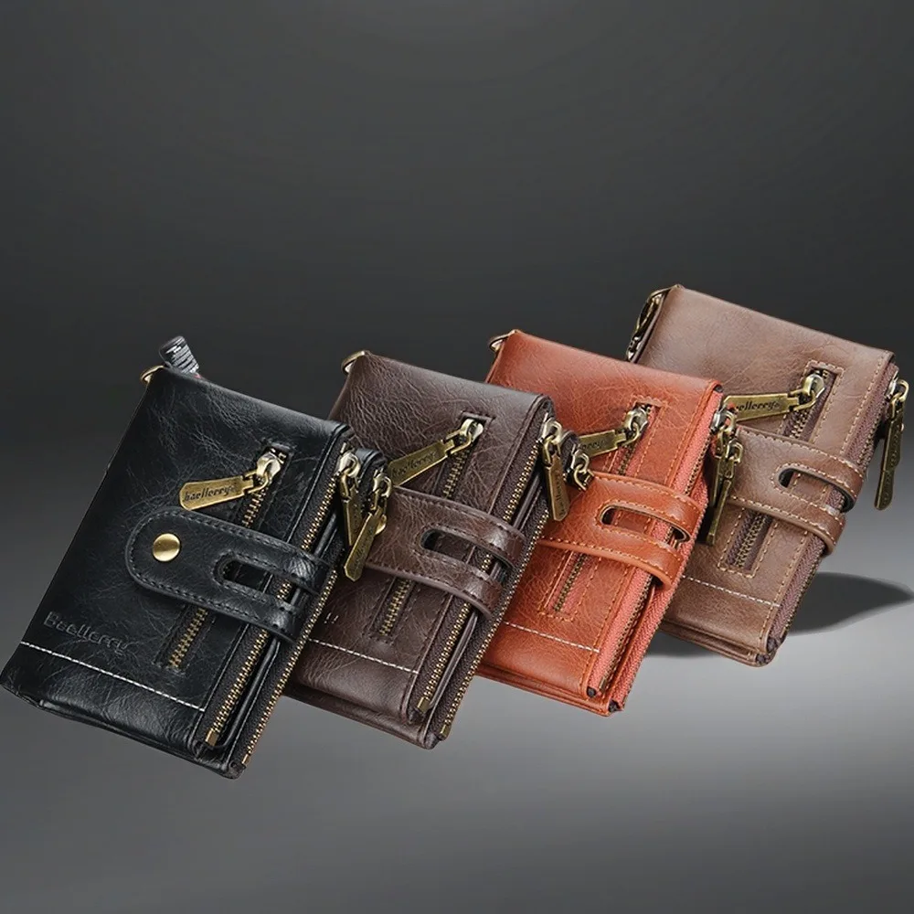 Baellerry Men's Short RFID Blocking PU Wallet Slim Front pocket Customizable Gift for Him