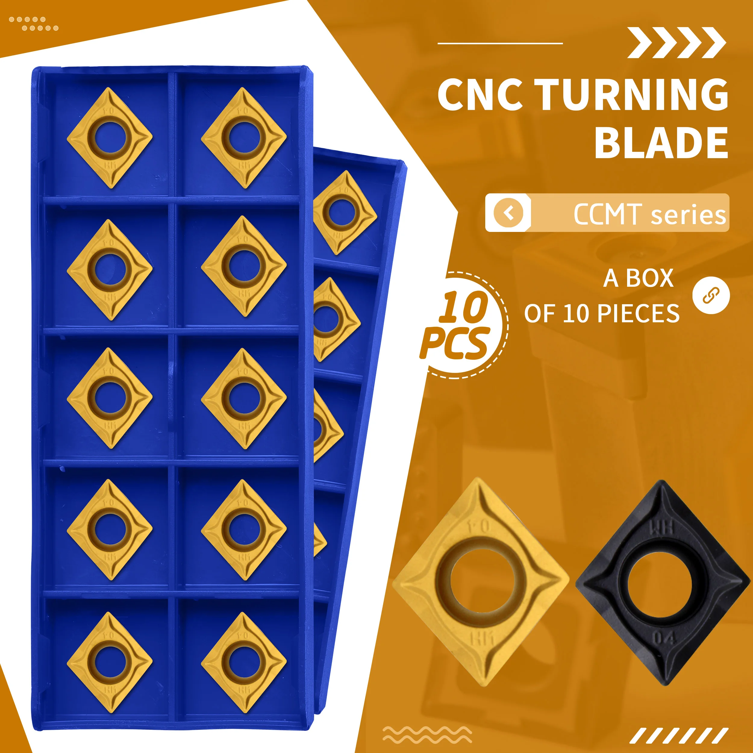 

10pcs/box CCMT060204-HM YBC251 Carbide Insert Titanium Coated Carbide Cutter Turning Tool CNC Lathe Blades