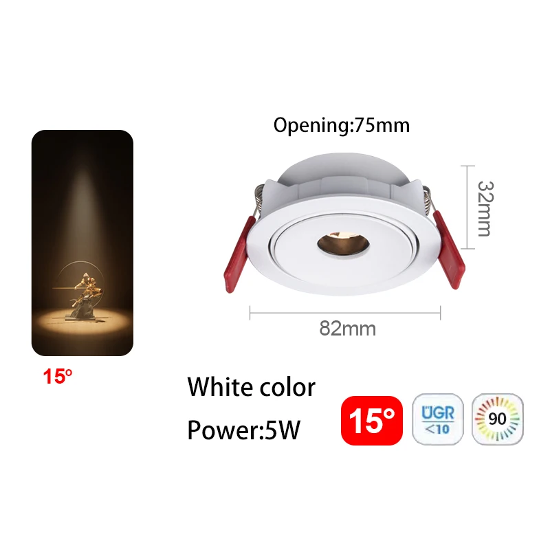 White 5W 15 degree