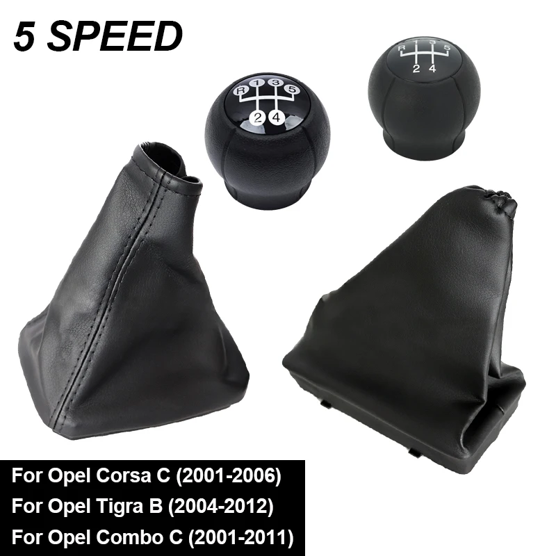 Car MT 5 Speed Gear Shift Knob Gaiter Boot Cover Handbrake Case Fit For OPEL CORSA C (01-06) TIGRA B(04-12) COMBO C(01-11)
