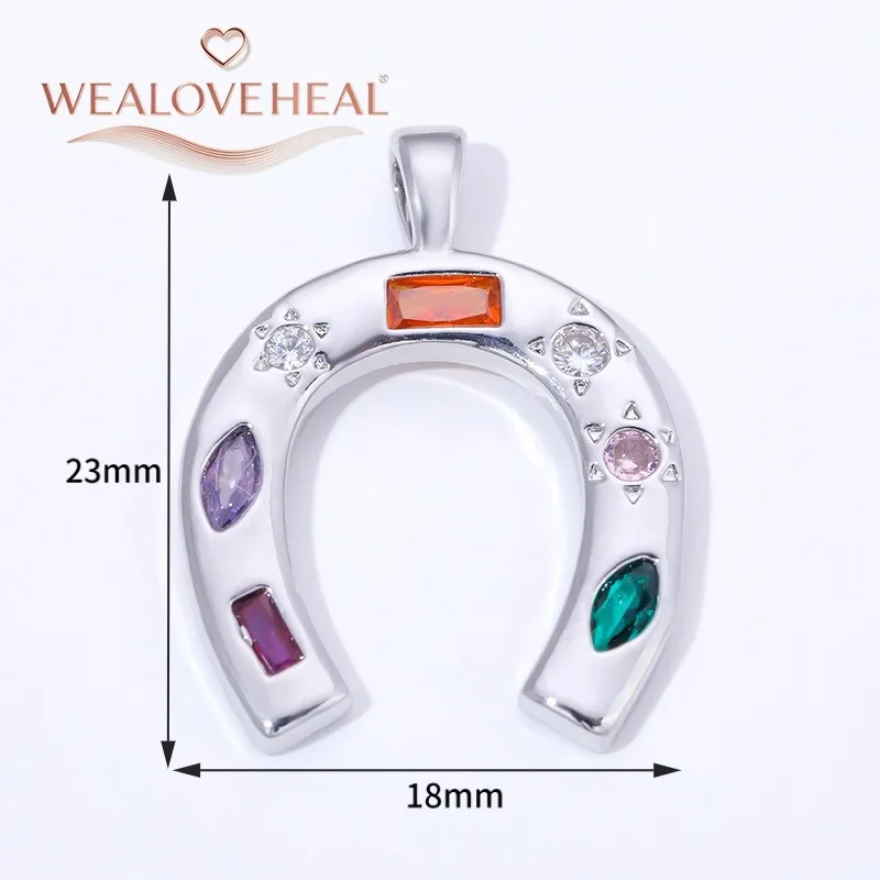 2026 Neue 18K vergoldete Messing-Hufeisen-Anhänger, mit Zirkonia besetzte Hufeisen-Charms für DIY-Halsketten-Schmuckherstellungszubehör – Detail 40