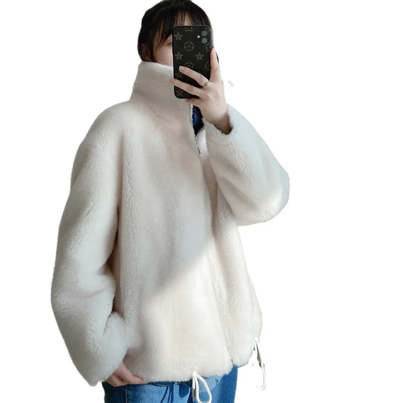 New All-wool Fur Coat Lamb Wool Grain Cashmere Sheared Wool Fur Integrated Zipper Coat