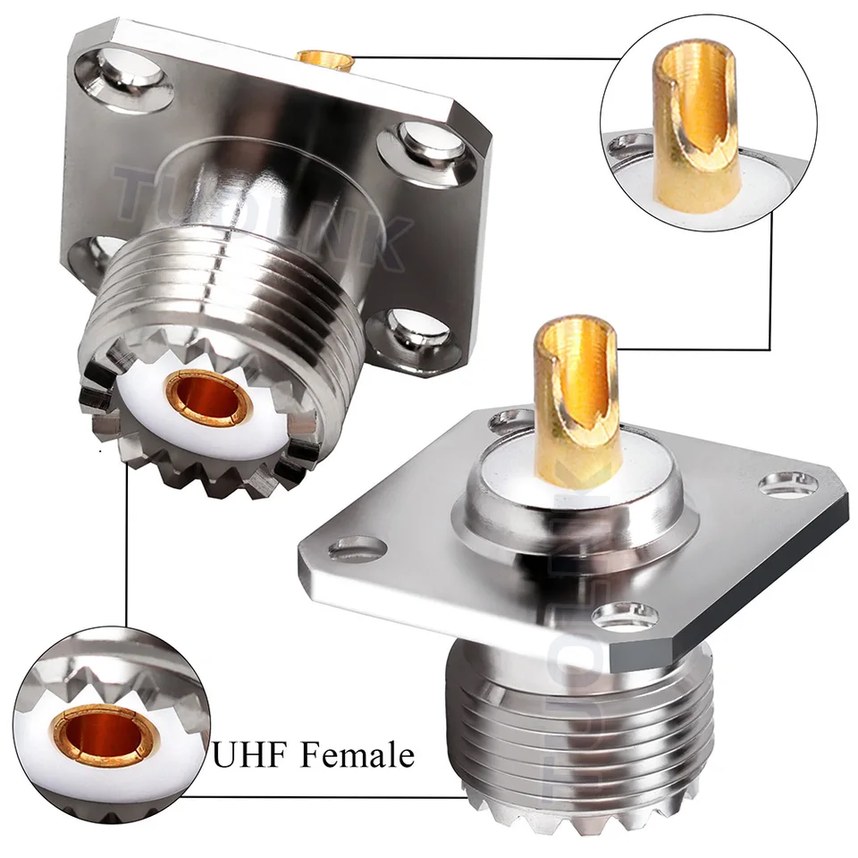 SO239 UHF Buchse 2 Stück - 4 Loch Panel Montage RF Koaxial