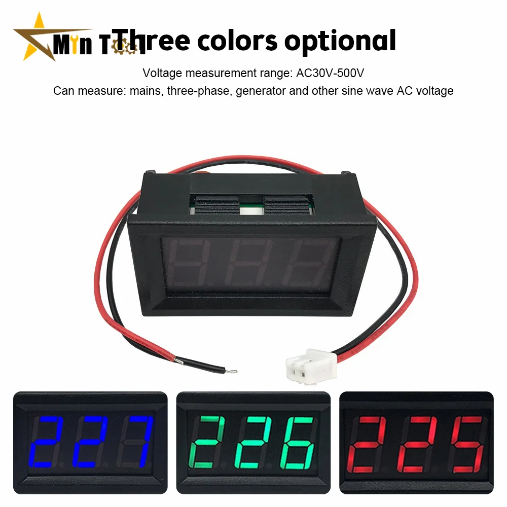 

0.56 Inch AC 70-500V 0.56" LED Digital Voltmeter Voltage Meter Volt Instrument Tool 2 Wires Display for Electrician Tool