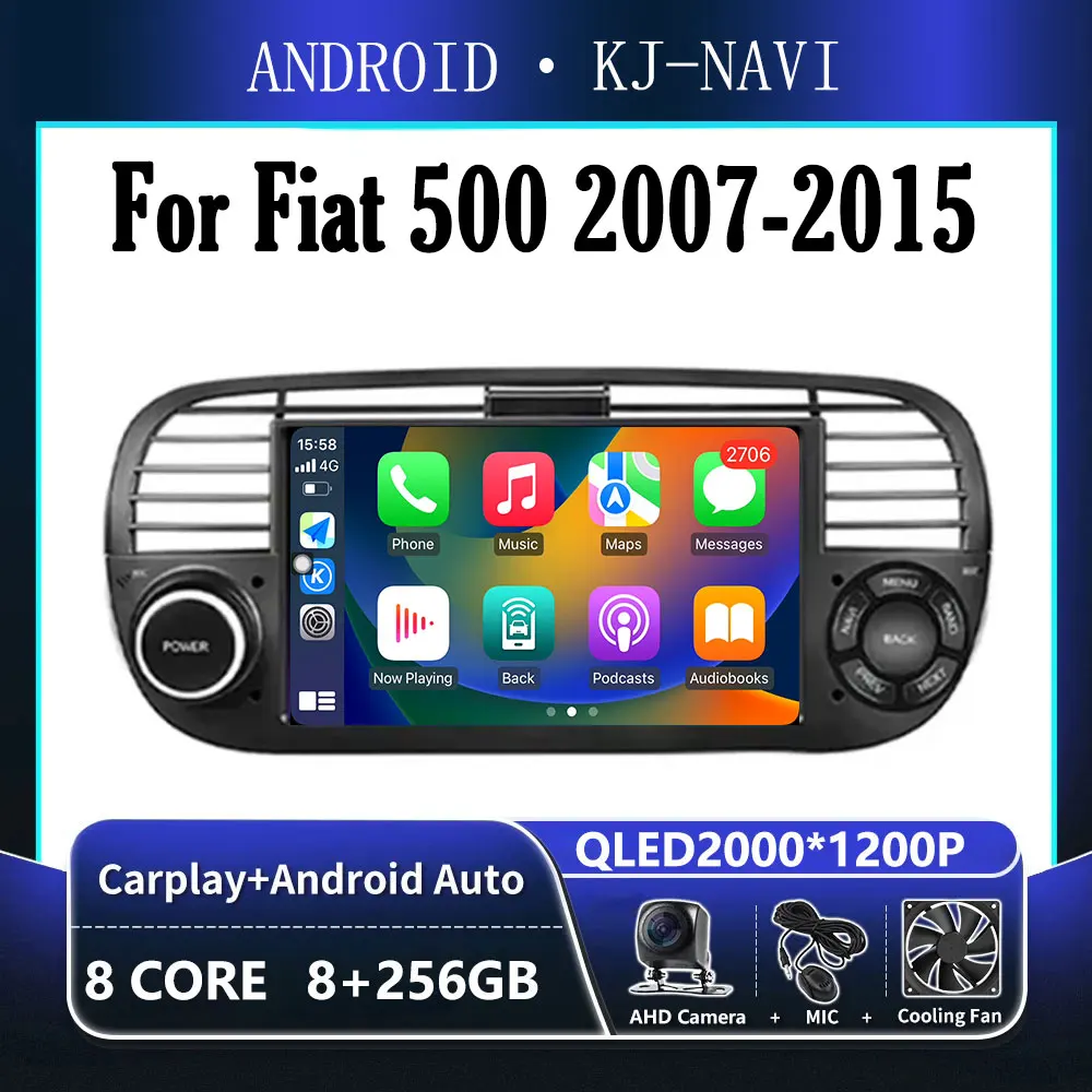 

Автомагнитола Carplay для Fiat 500 2007-2015, 2 din, 4G, Wi-Fi