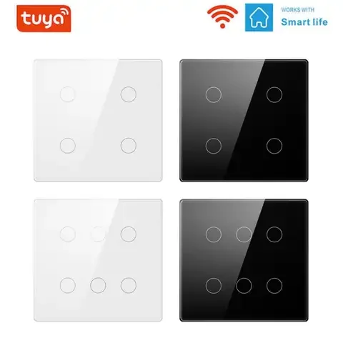 

Tuya WiFi Smart Light Switch, Luxury Glass Panel, Touch Sensor, Smart Wall Switch, Voice Work with Alexa, Google Home