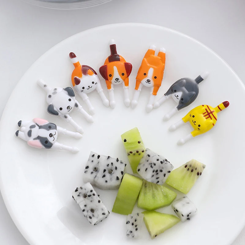 

7Pcs/set Cute Mini Animal Cartoon Food Picks Children Snack Food Fruit Forks