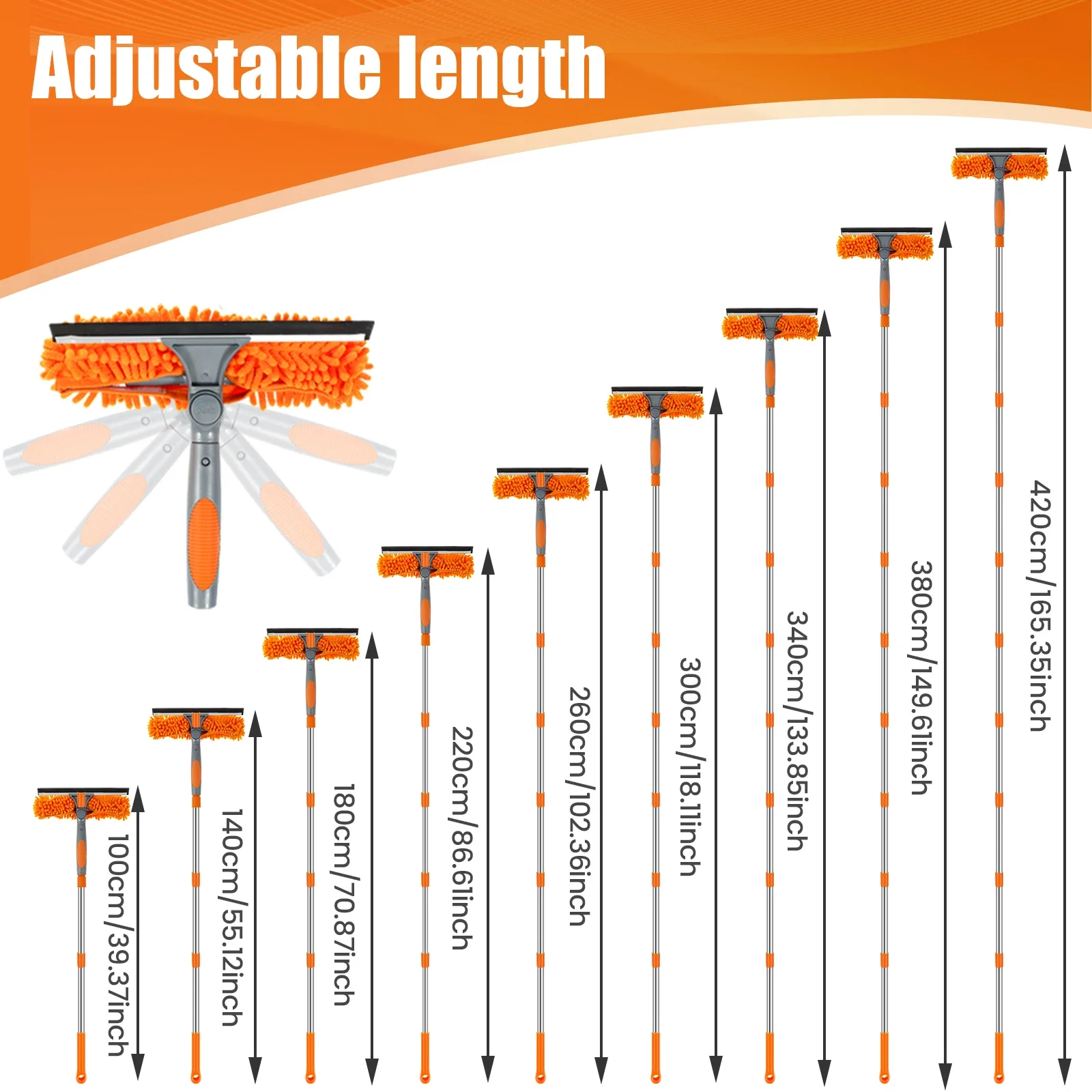 طقم تنظيف النوافذ الاحترافي، قابل للتمديد من 100 إ...