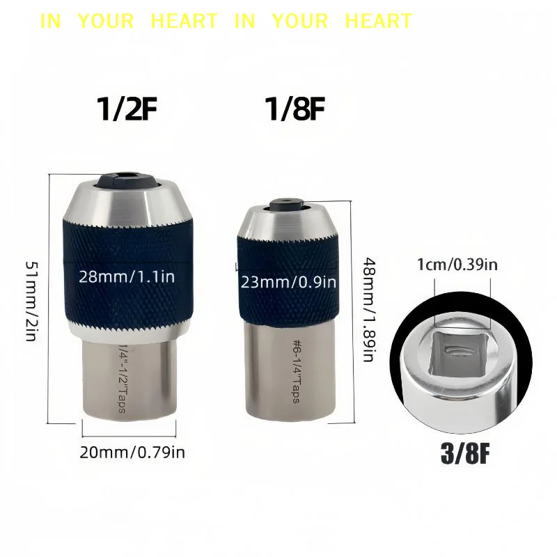 【X】1Pcs 탭 소켓 1/2 1/8 사각 탭 소켓 어댑터 M3-M12 리머용 조정 가능한 래칫 렌치 전동 공구 나사 추출기