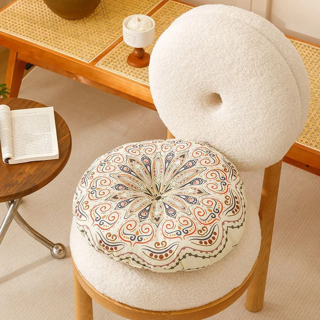 Coussin de siège rond en coton et lin, Style ethnique, motif géométrique d'éléphant rouge, décor de chaise, coussin de siège de méditation, bureau 6