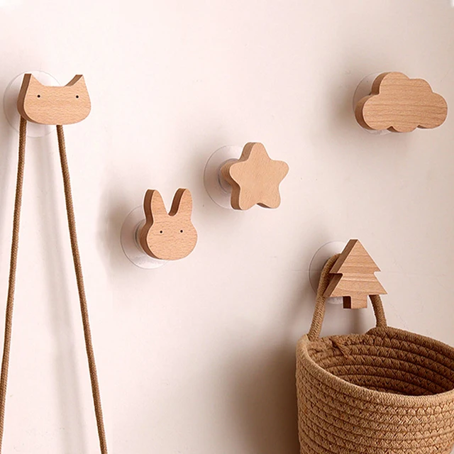 Crochets en bois d'animaux, 1 pièce, mignon, décoration de chambre, porte-clés mural, patère, porte de maison, crochet en bois, accessoires de cuisine, Gadget 1