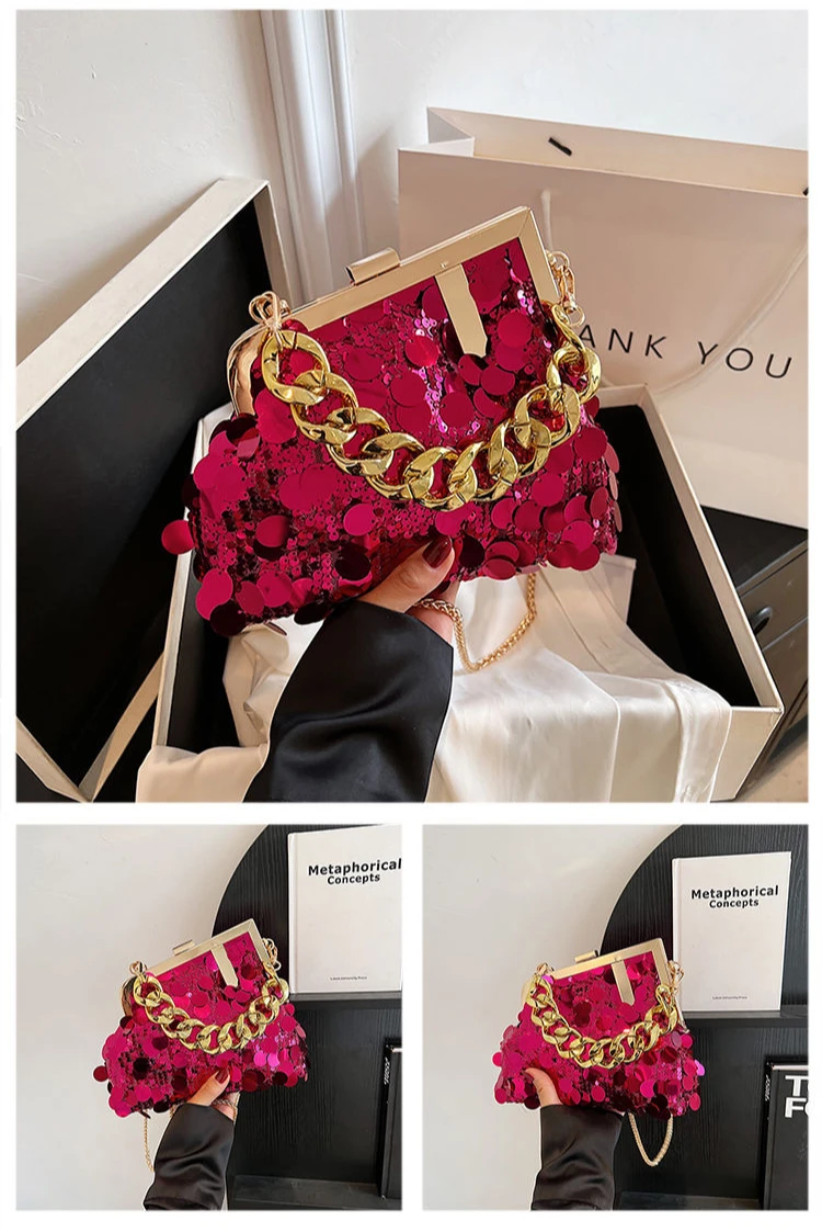 Carauana UNIU Mirage Clutch sequined surface close shot