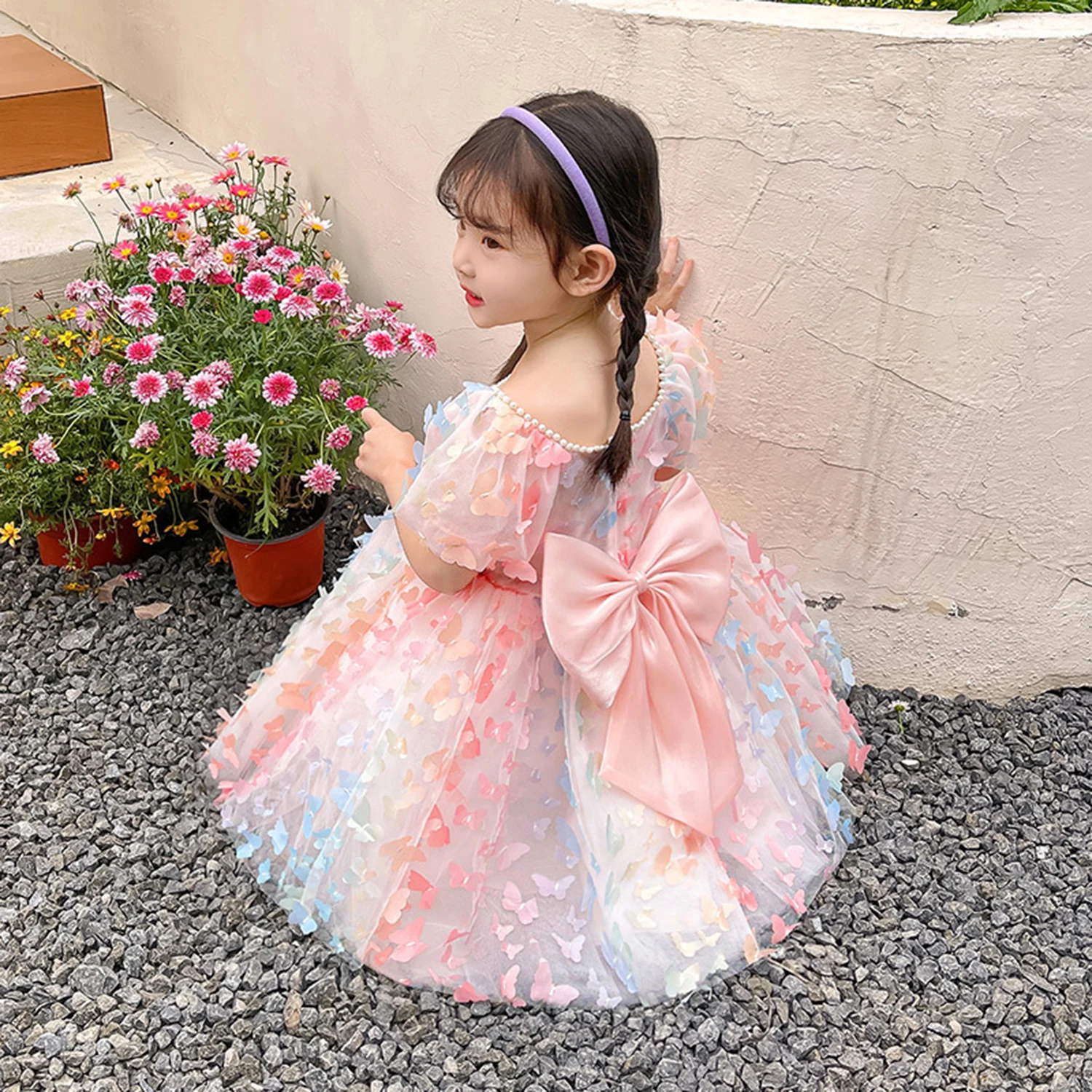 

Shiny Toddler Little Girls 2-10 Years Butterfly Bowknot Birthday Party Pagenat Dress