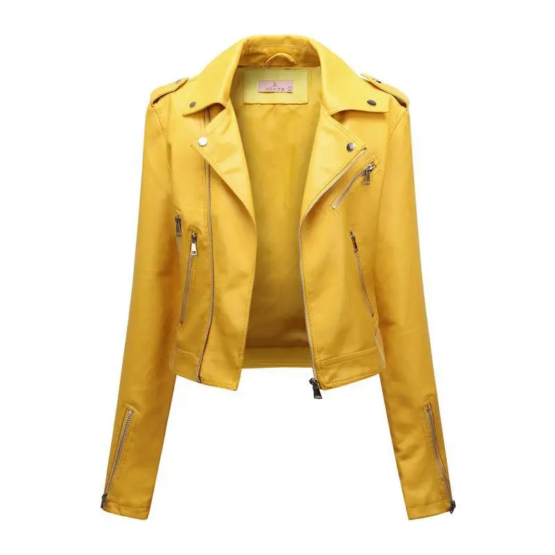 2023 Autumn New Women Temperament Slim Leather Jacket Female Short Casual PU Leather Outwear Fashionable All-matching Outcoat